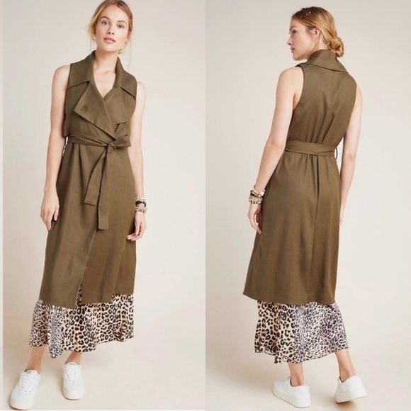 Anthropologie Hollis Tie-Front Trench Vest - Picture 1 of 9